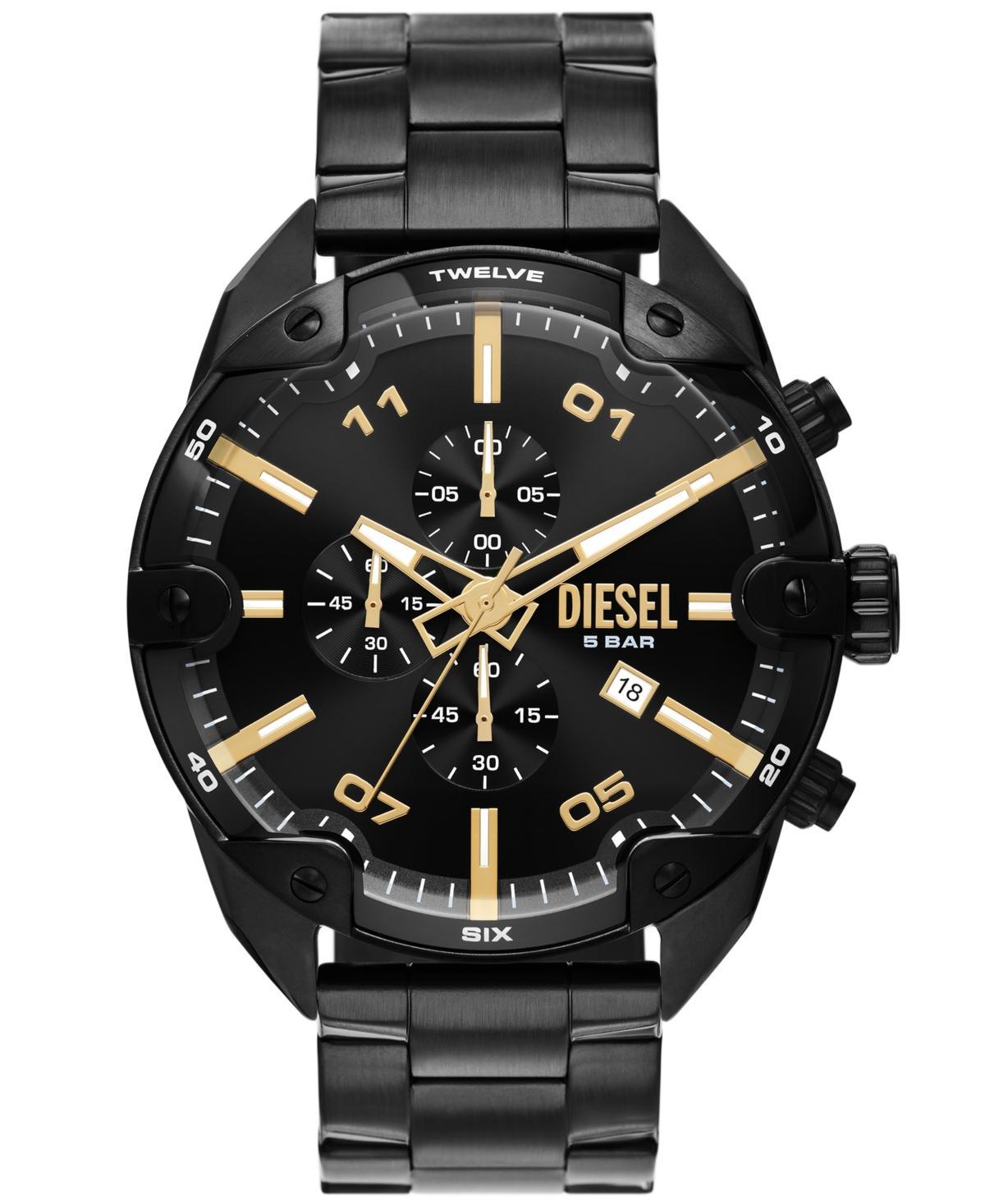 Diesel Mens Spiked Chronograph Black Stainless Steel Watch 49mm Product Image