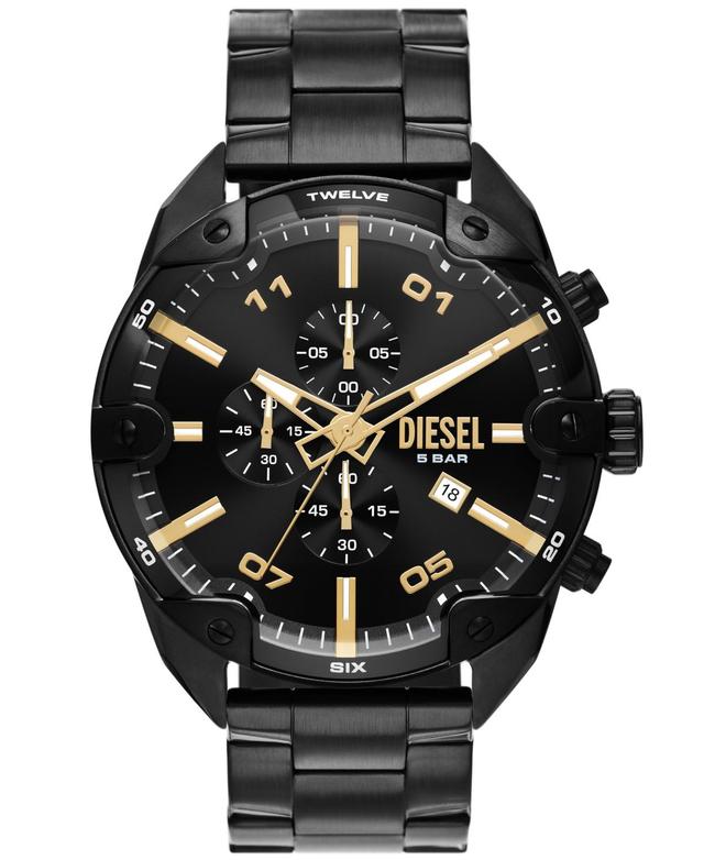 Diesel Mens Spiked Chronograph Black Stainless Steel Watch 49mm - Black Product Image