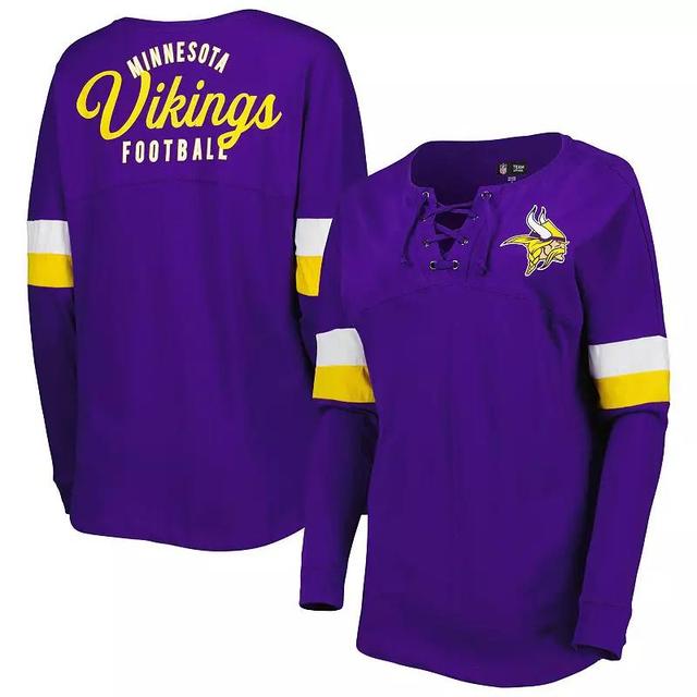 Womens New Era Minnesota Vikings Athletic Varsity Lace-Up Long Sleeve T-Shirt Product Image