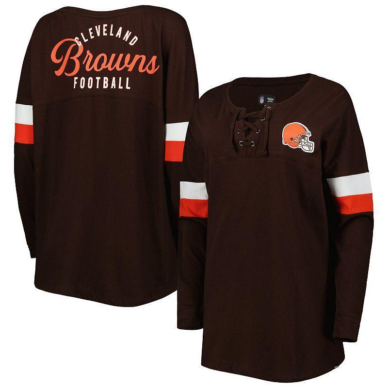 Womens New Era Brown Cleveland Browns Athletic Varsity Lace-Up Long Sleeve T-Shirt Product Image