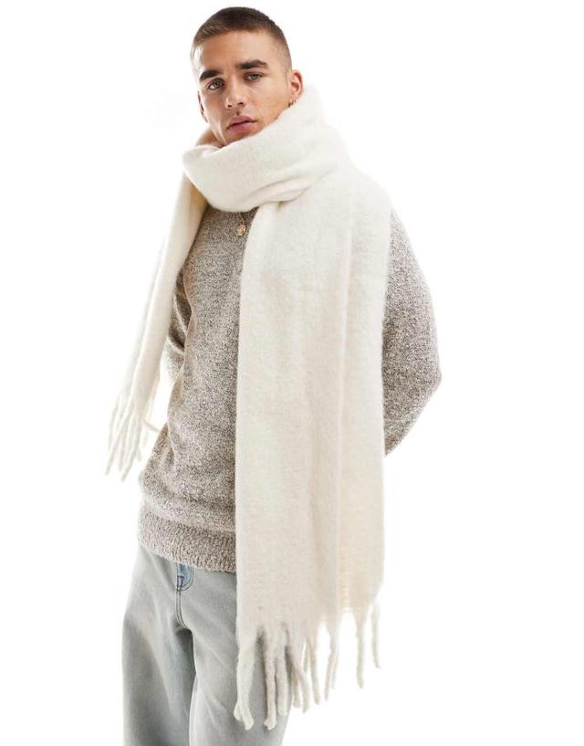 ASOS DESIGN fluffy blanket scarf in cream Product Image