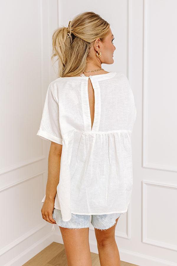 Greek Isles Linen-Blend Babydoll Top In White Product Image