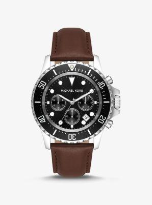 Oversized Everest -Tone and Leather Watch Product Image