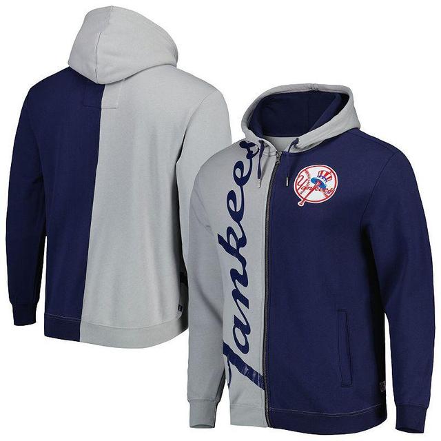 Mens Mitchell & Ness Gray/Navy New York Yankees Fleece Full-Zip Hoodie Product Image