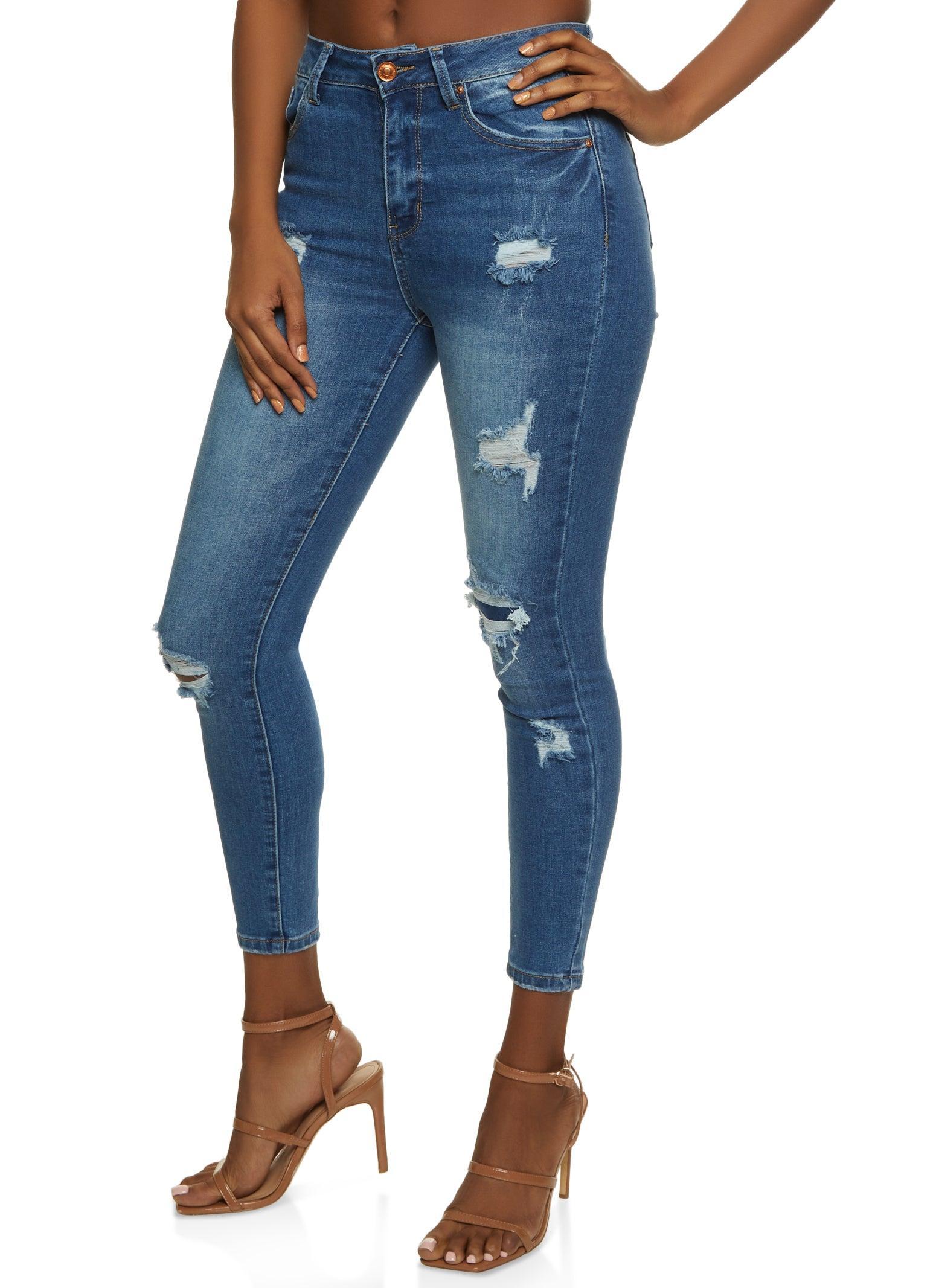 Womens WAX Distressed High Waisted Jeans product image