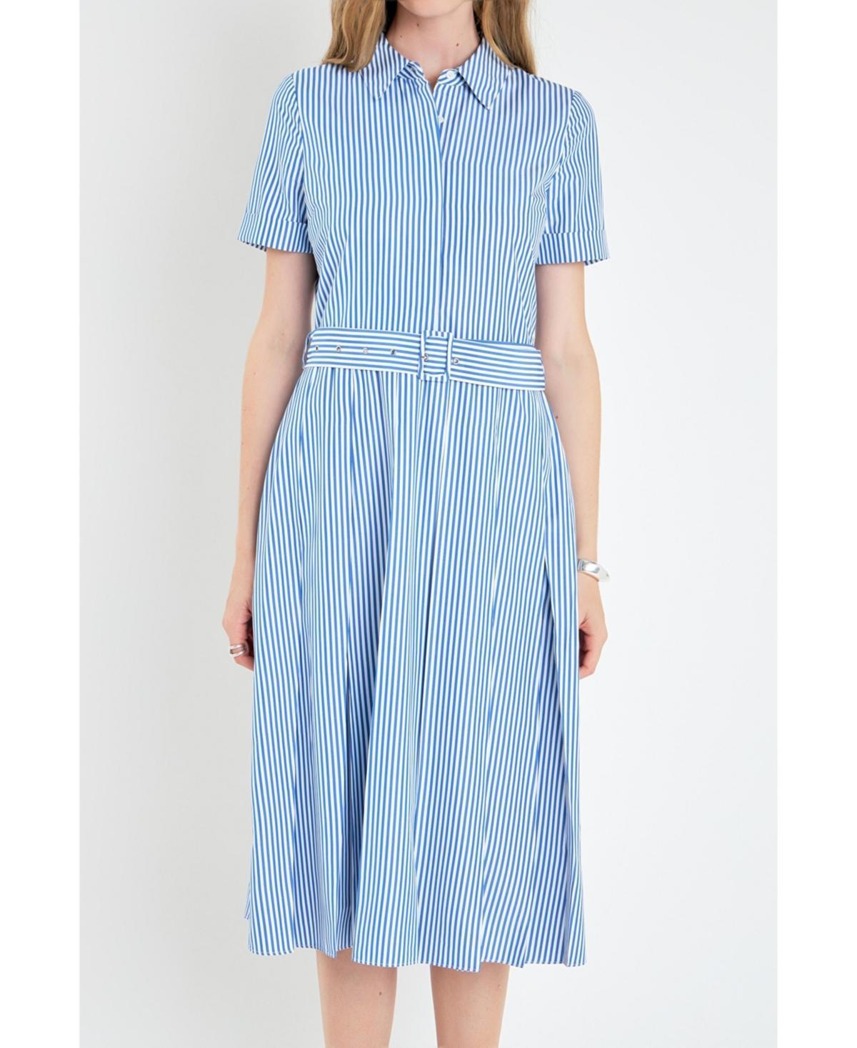 English Factory Womens Striped Belted Midi Dress Product Image