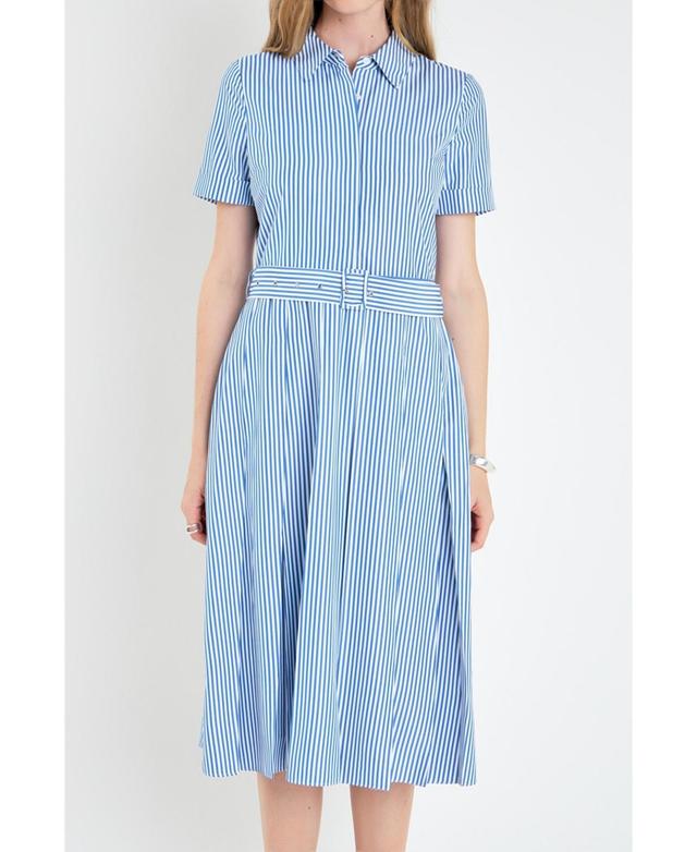 English Factory Womens Striped Belted Midi Dress Product Image