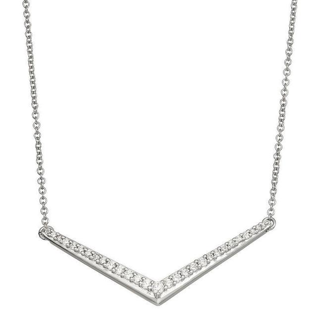 Jewelexcess Sterling Silver 1/4 Carat T.W. Diamond V-Shape Pendant Necklace, Womens White Product Image