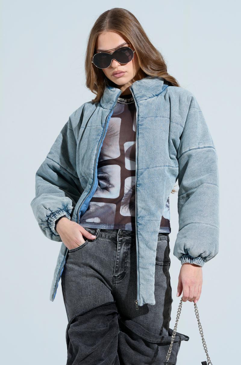 CHARLI CROPPED DENIM PUFFER Product Image