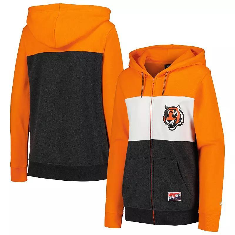 Womens New Era Cincinnati Bengals Color-Block Full-Zip Hoodie Product Image