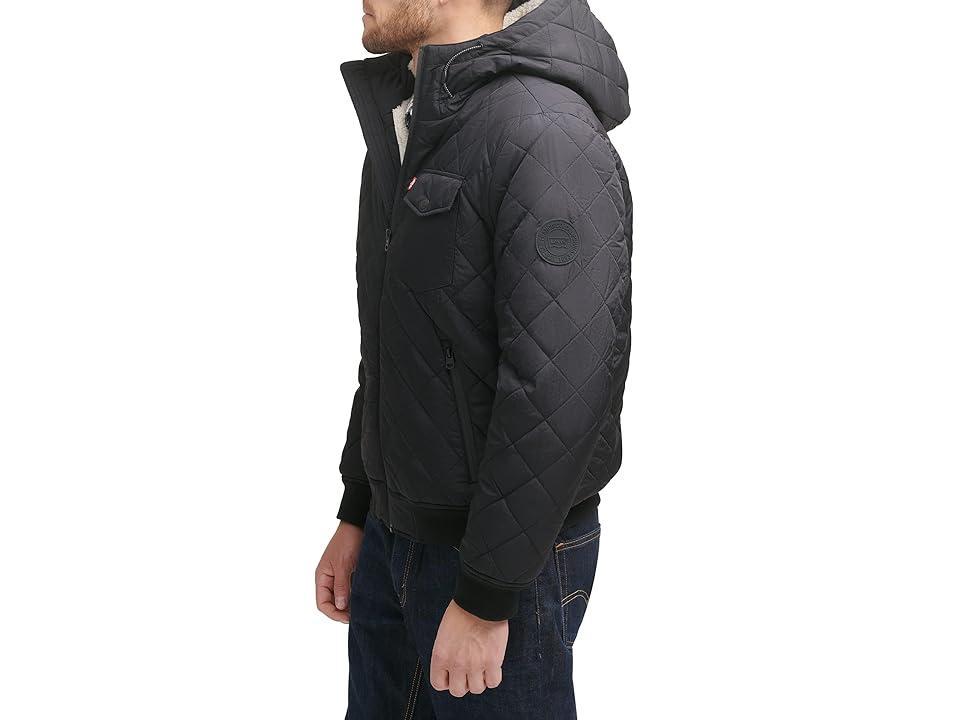 Levi's(r) Diamond Quilted Bomber with Sherpa Lined Hood Men's Clothing Product Image