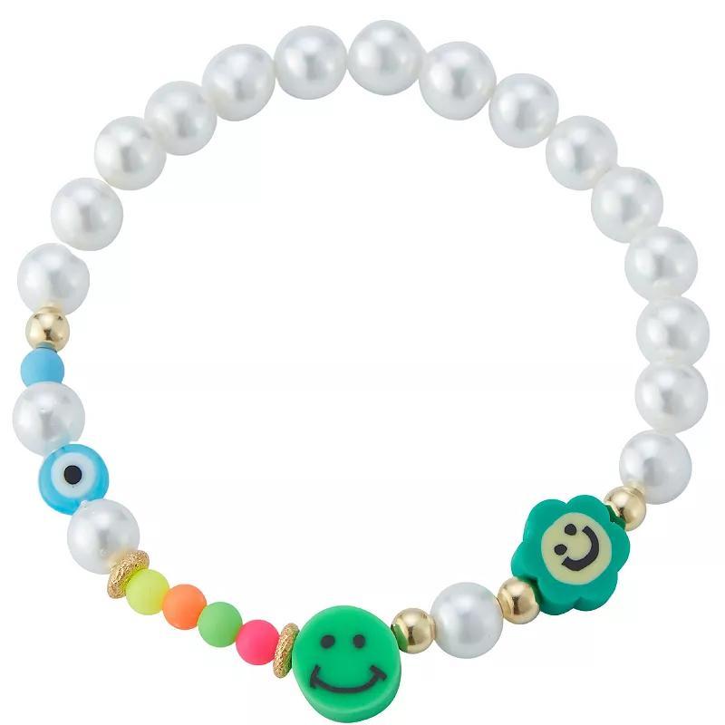 Sunkissed Sterling Freshwater Cultured Pearl Smiley Face Stretch Bracelet, Womens Gold Tone Product Image