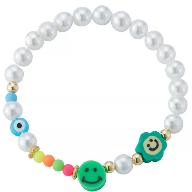 Sunkissed Sterling Freshwater Cultured Pearl Smiley Face Stretch Bracelet, Womens Yellow Product Image