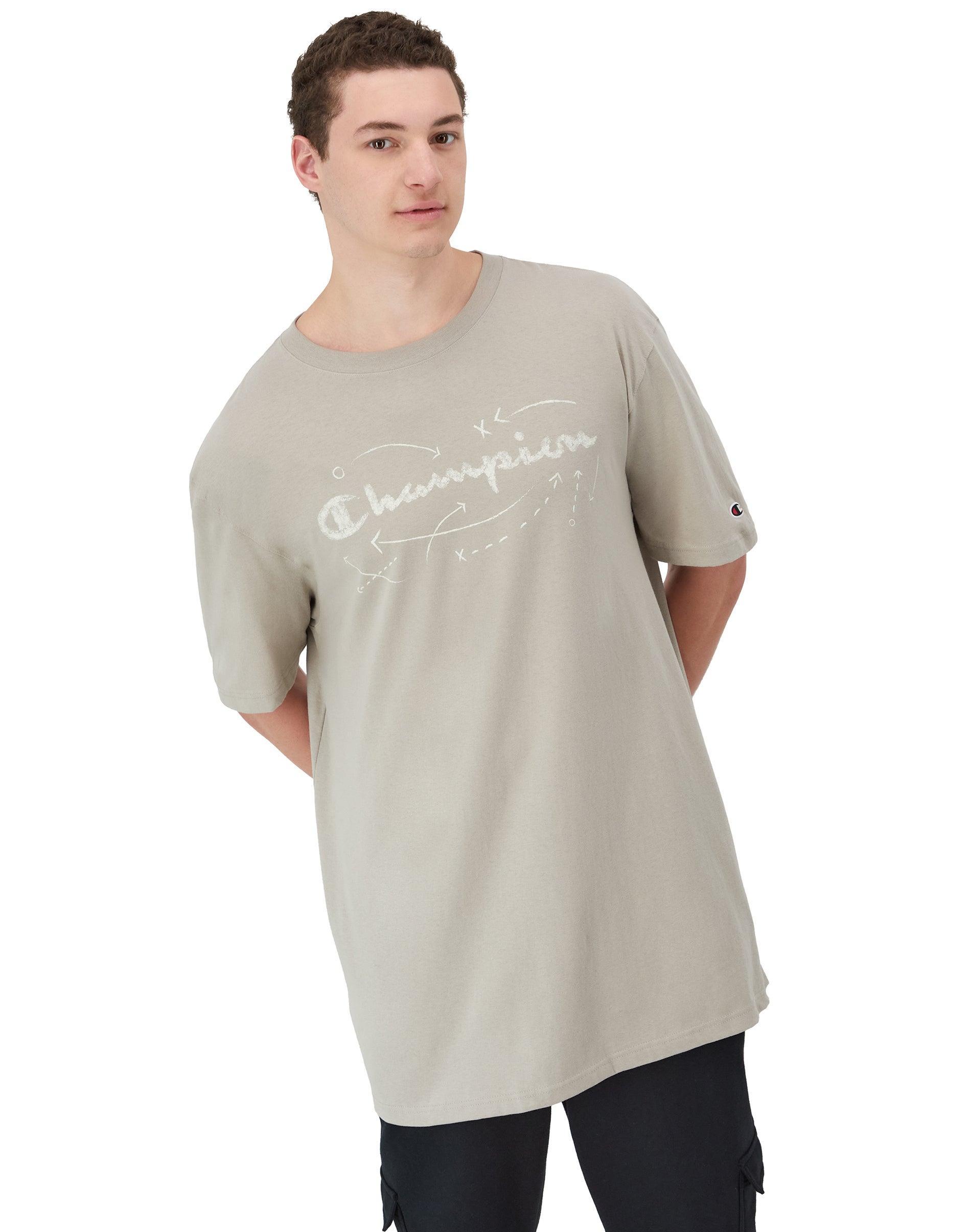 Mens Champion Classic Graphic T-Shirt, Script Play Lines (Big & Tall) Arctic Cold Beige XLT Product Image