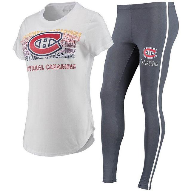 Womens Concepts Sport White/Charcoal Montreal Canadiens Sonata T-Shirt & Leggings Set Product Image