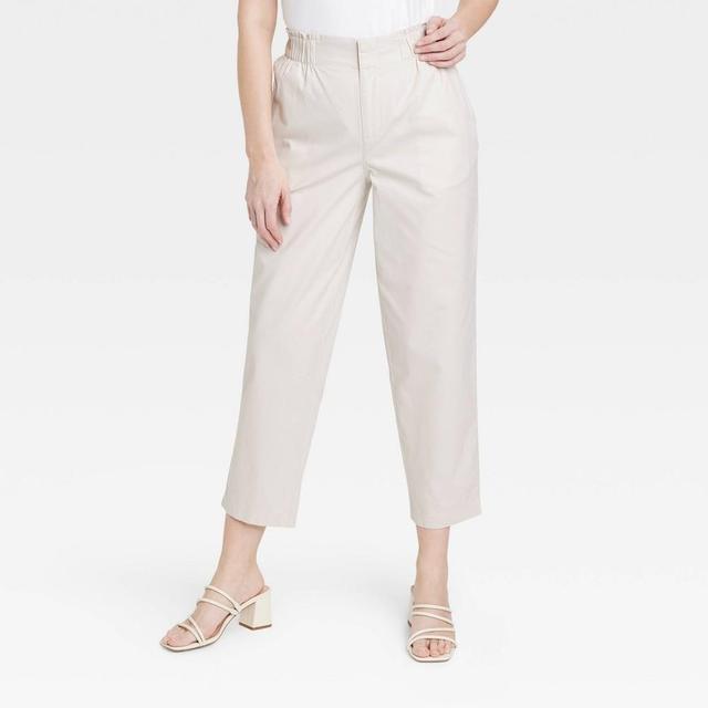 Womens High-Rise Tapered Ankle Chino Pants - A New Day Tan L Product Image