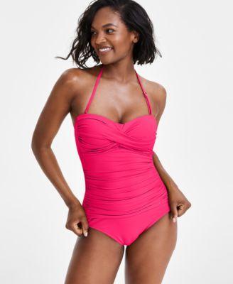 Twist-Front Ruched One-Piece Swimsuit Product Image