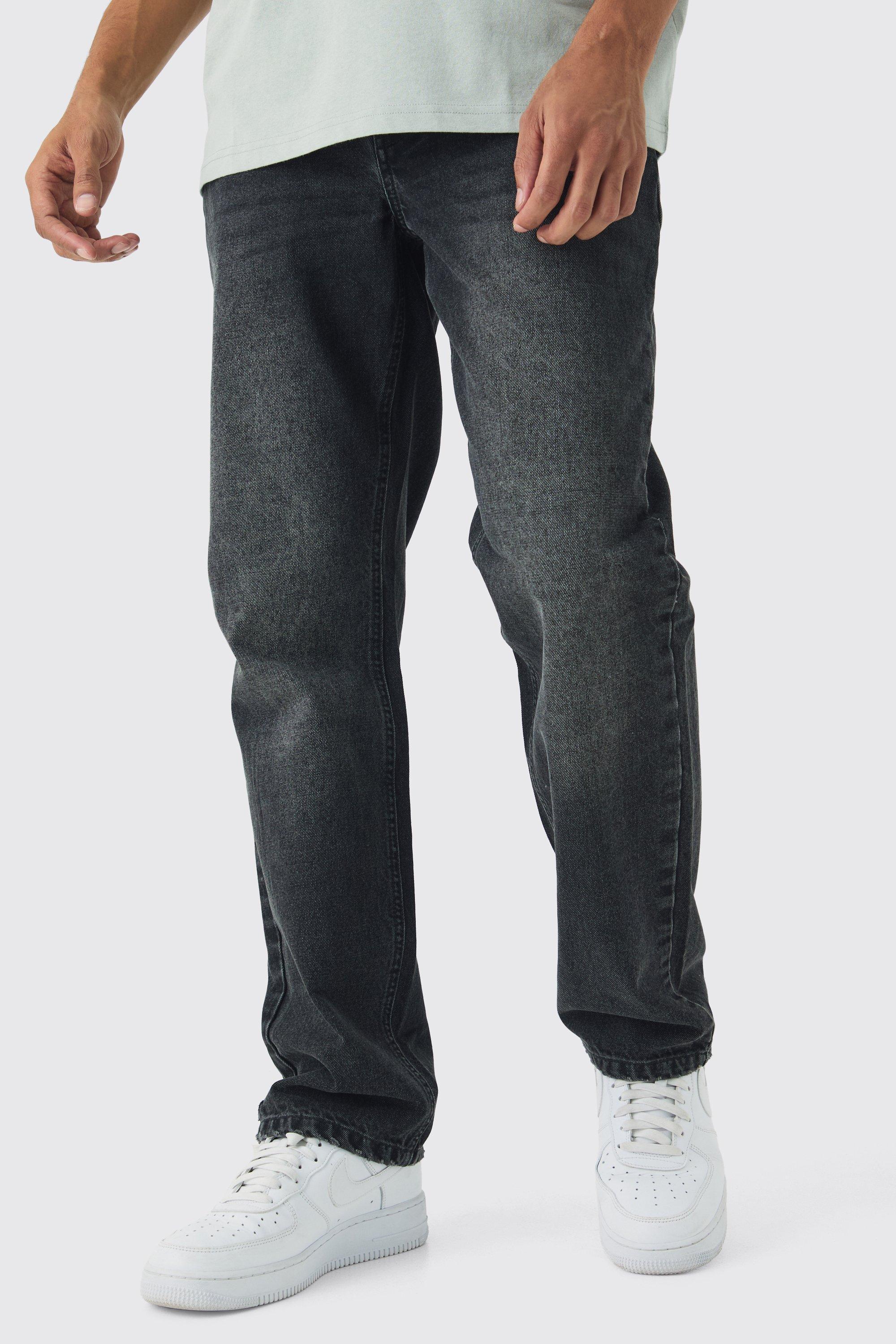 Relaxed Rigid Jean In Washed Black | boohooMAN USA product image