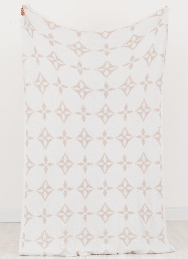 Make Me Believe Monogram Tan and Cream Blanket Product Image