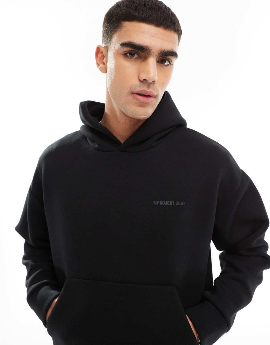 Jack & Jones oversized scuba hoodie in black Product Image