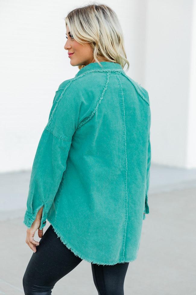 Keep Me Grounded Teal Frayed Edge Cord Shacket FINAL SALE Product Image