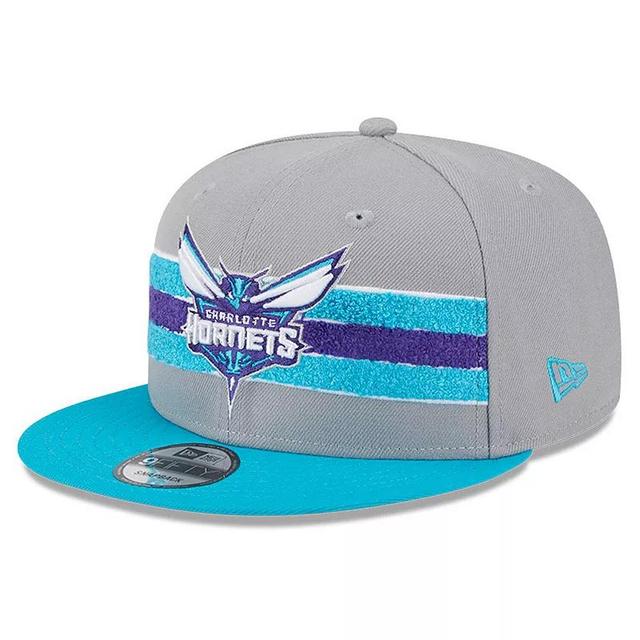 Mens New Era Gray Charlotte Hornets Chenille Band 9FIFTY Snapback Hat Product Image