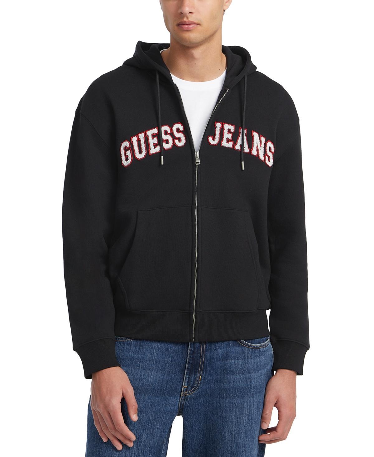 Guess Jeans Mens Regular-Fit Tufted-Chenille Logo Applique Full-Zip Hoodie Product Image