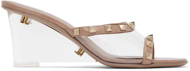 Pink Rockstud Skin Heeled Sandals In V6l Trasparente/rose Product Image