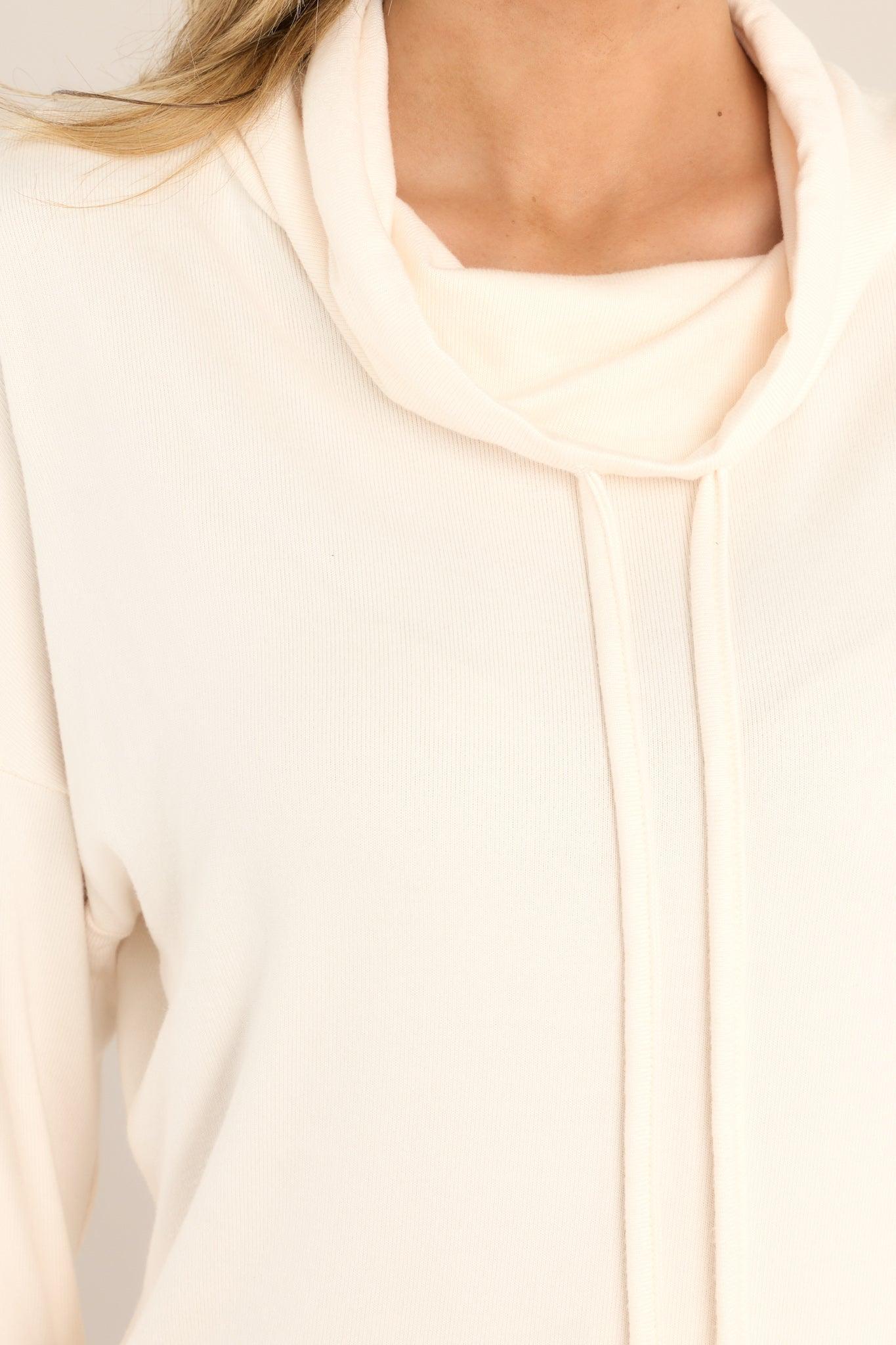 Pitch In Pearled Ivory Cowl Neck Pullover Product Image