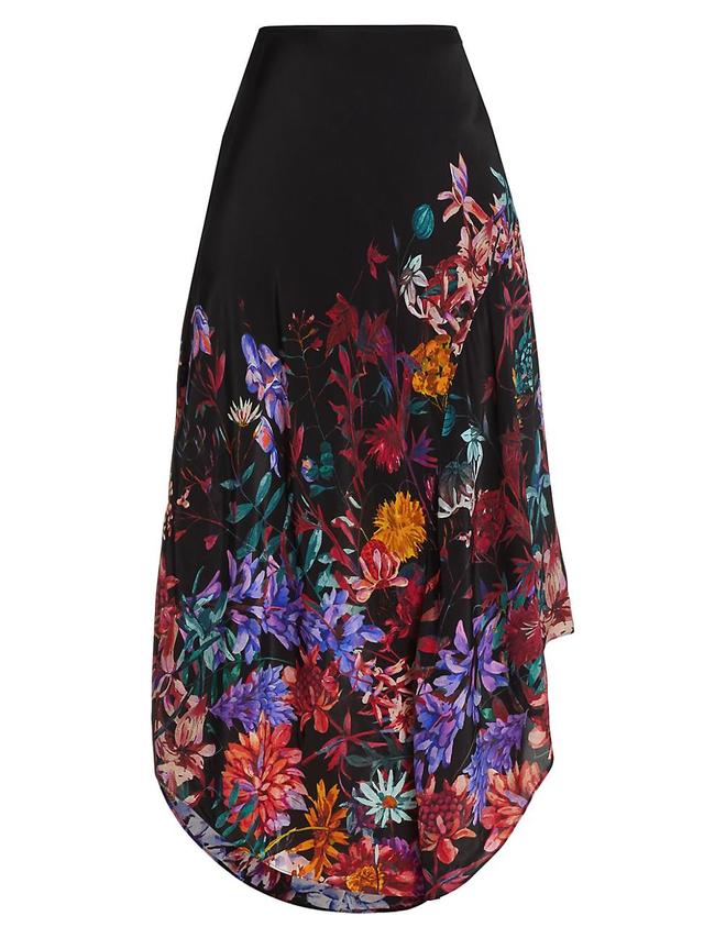 Womens Sivan Floral Satin Midi-Skirt Product Image