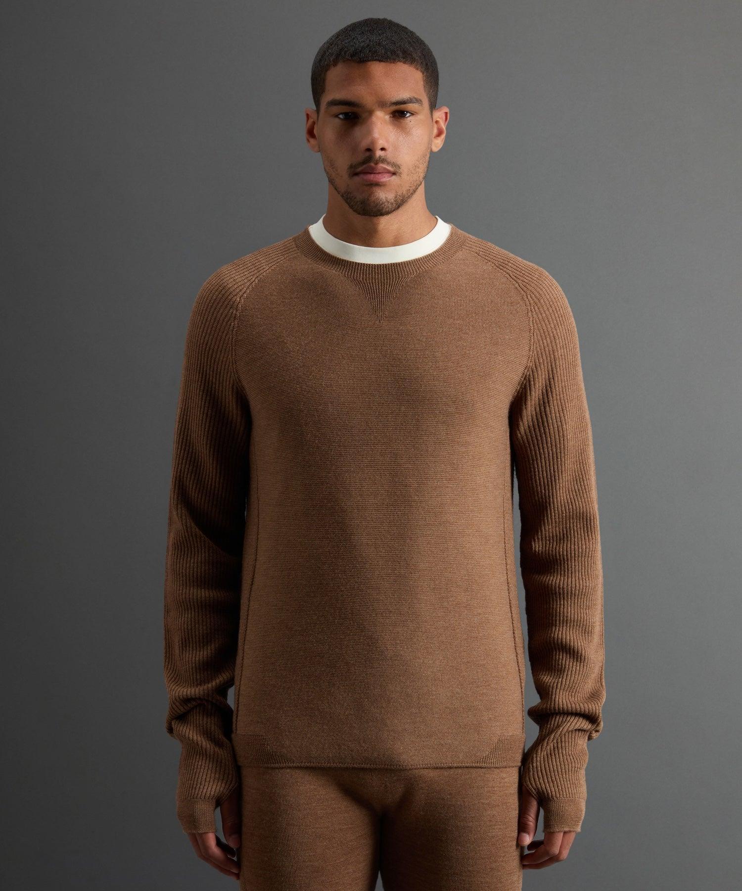 Todd Snyder X Woolrich Technical Merino Crewneck in Camel Product Image