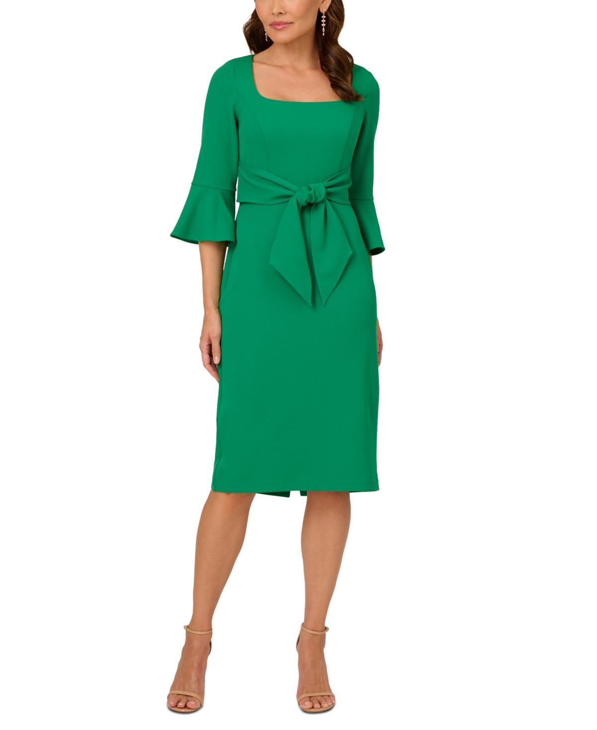 Adrianna Papell Womens Tie-Front Bell-Sleeve Midi Dress Product Image