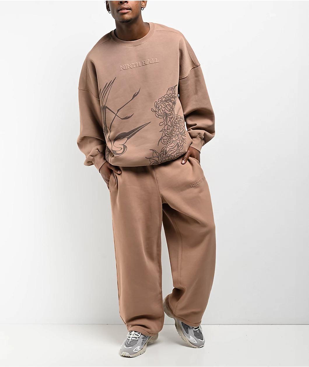 Ninth Hall Crane Brown Oversized Crewneck Sweatshirt Product Image