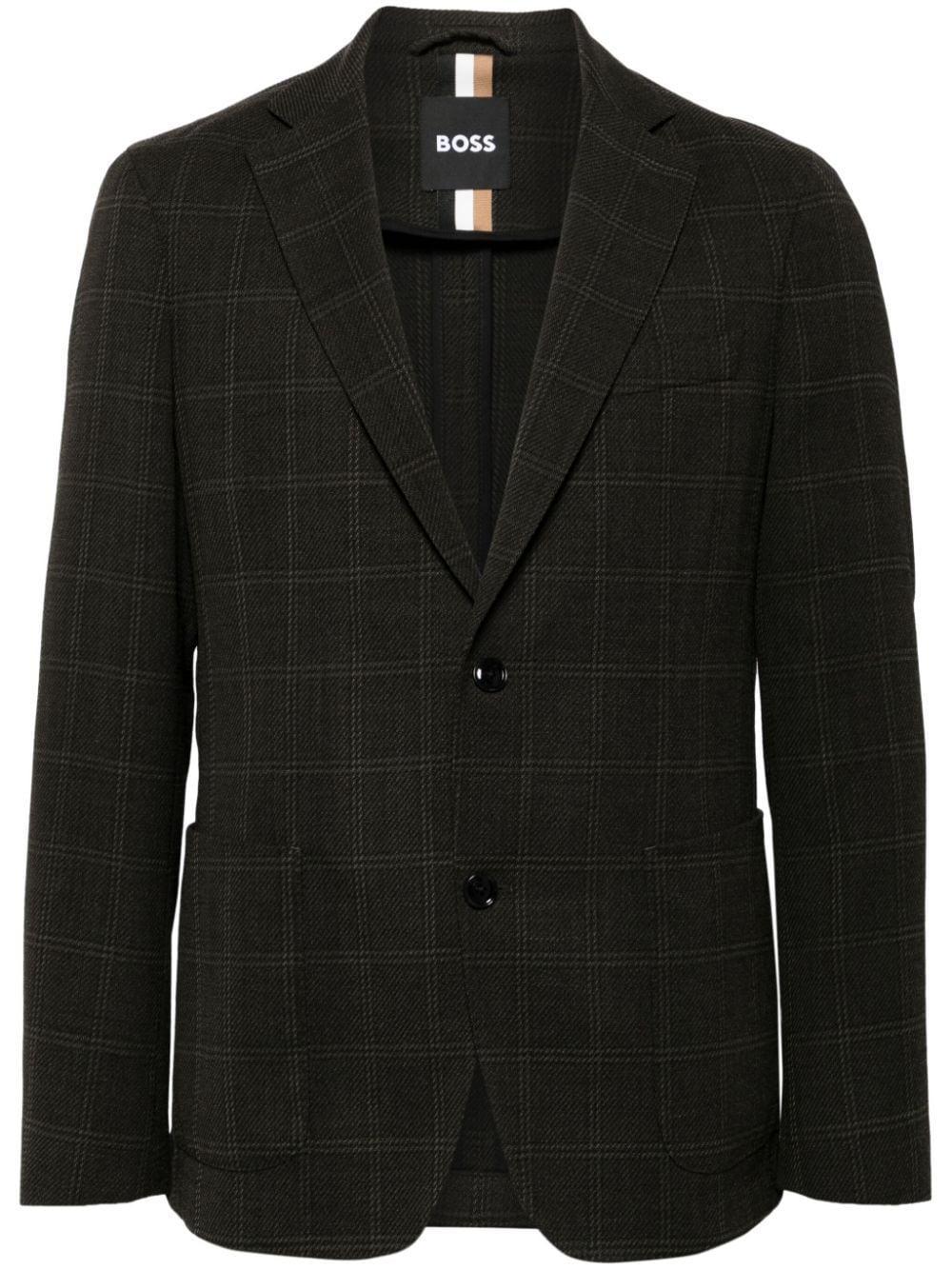 Boss SLIM-FIT JACKET IN CHECKED STRETCH Blazer Product Image