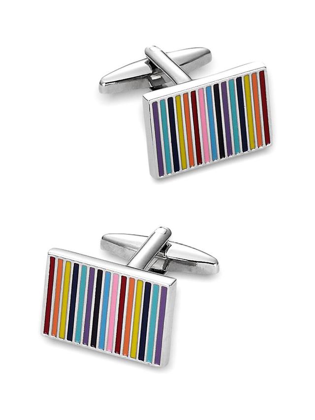 Enamel Multi Stripe Cufflinks - Multi Product Image