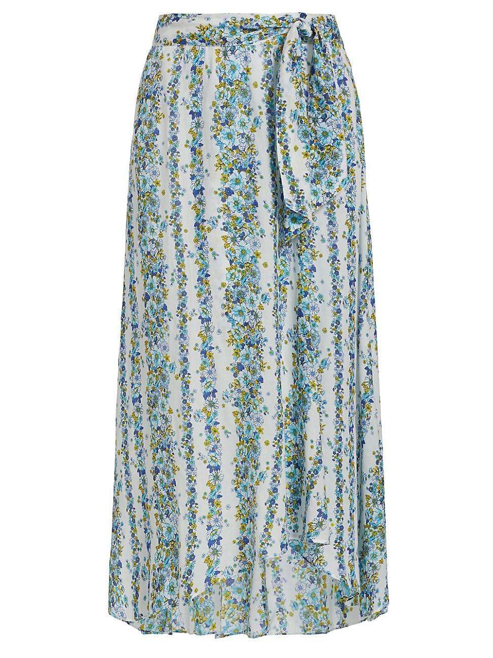 Womens Asymmetric Floral Midi-Skirt Product Image