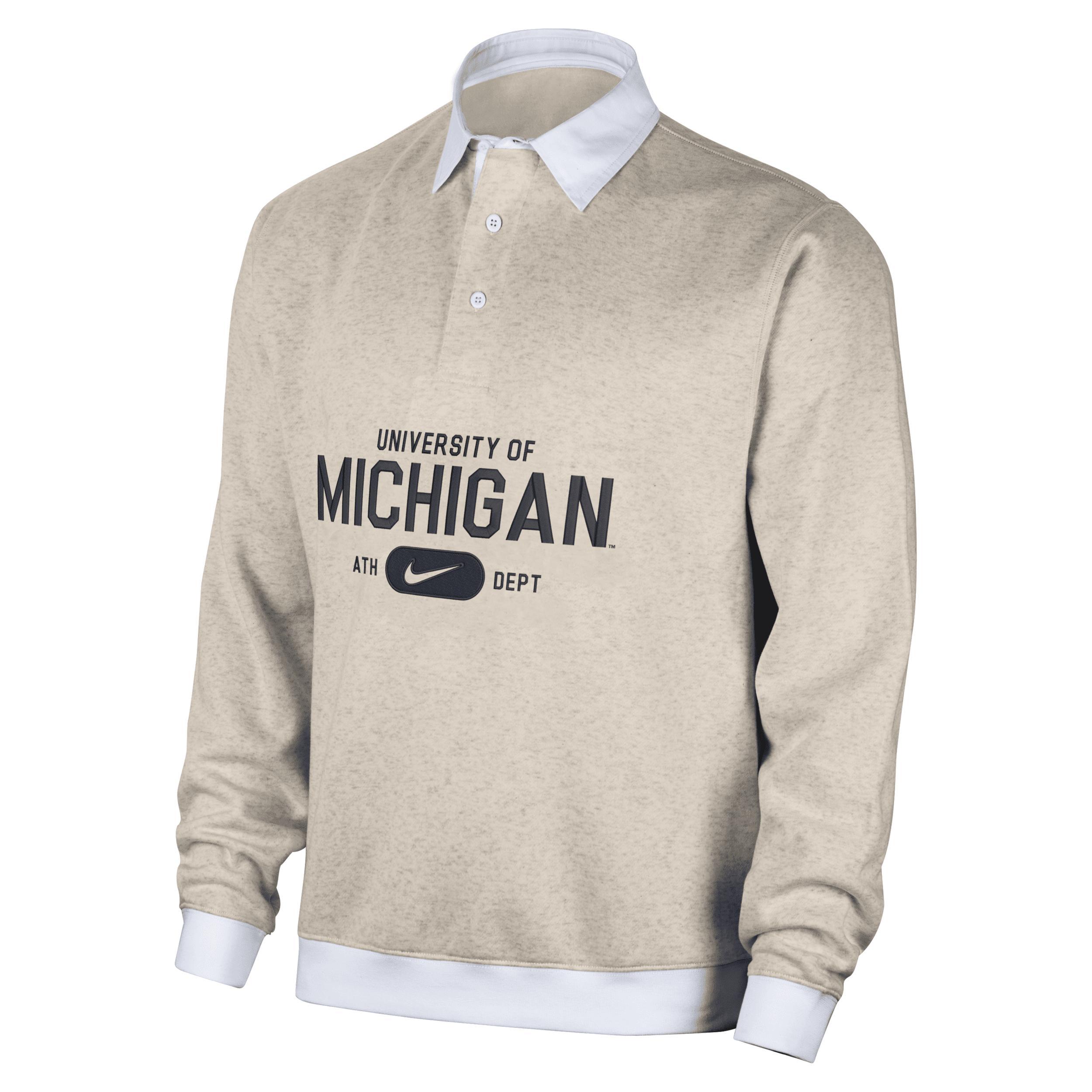 Michigan Club Fleece Nike Mens College Long-Sleeve Polo Product Image