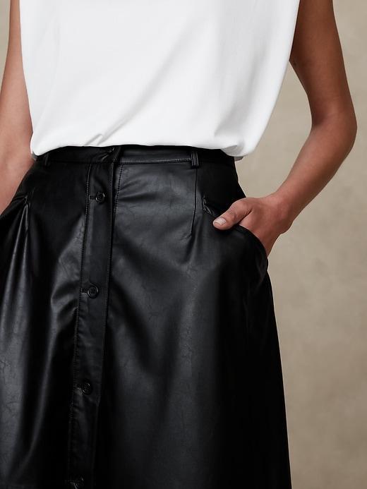 Vegan Leather Midi Skirt Product Image