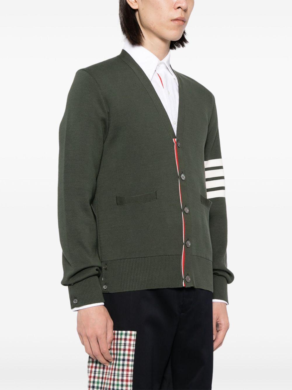 THOM BROWNE Milano Stitch V-neck Cardigan In Green Product Image