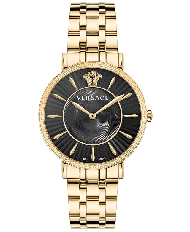 Versace Womens Swiss Gold Ion Plated Stainless Steel Bracelet Watch 38mm - Gold Product Image