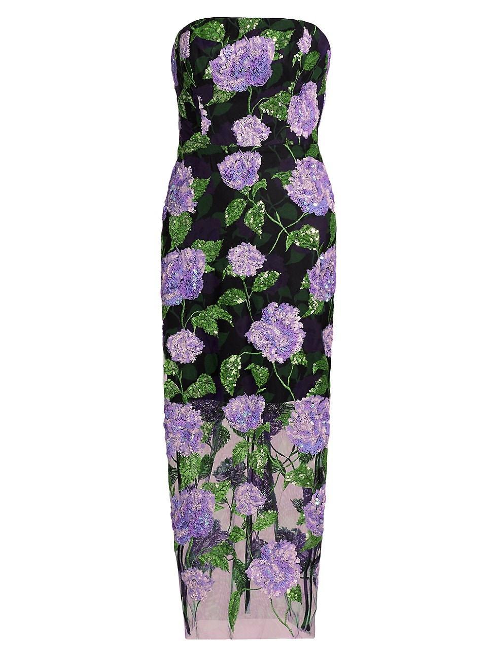 Womens Kait Sequined Floral Midi-Dress Product Image