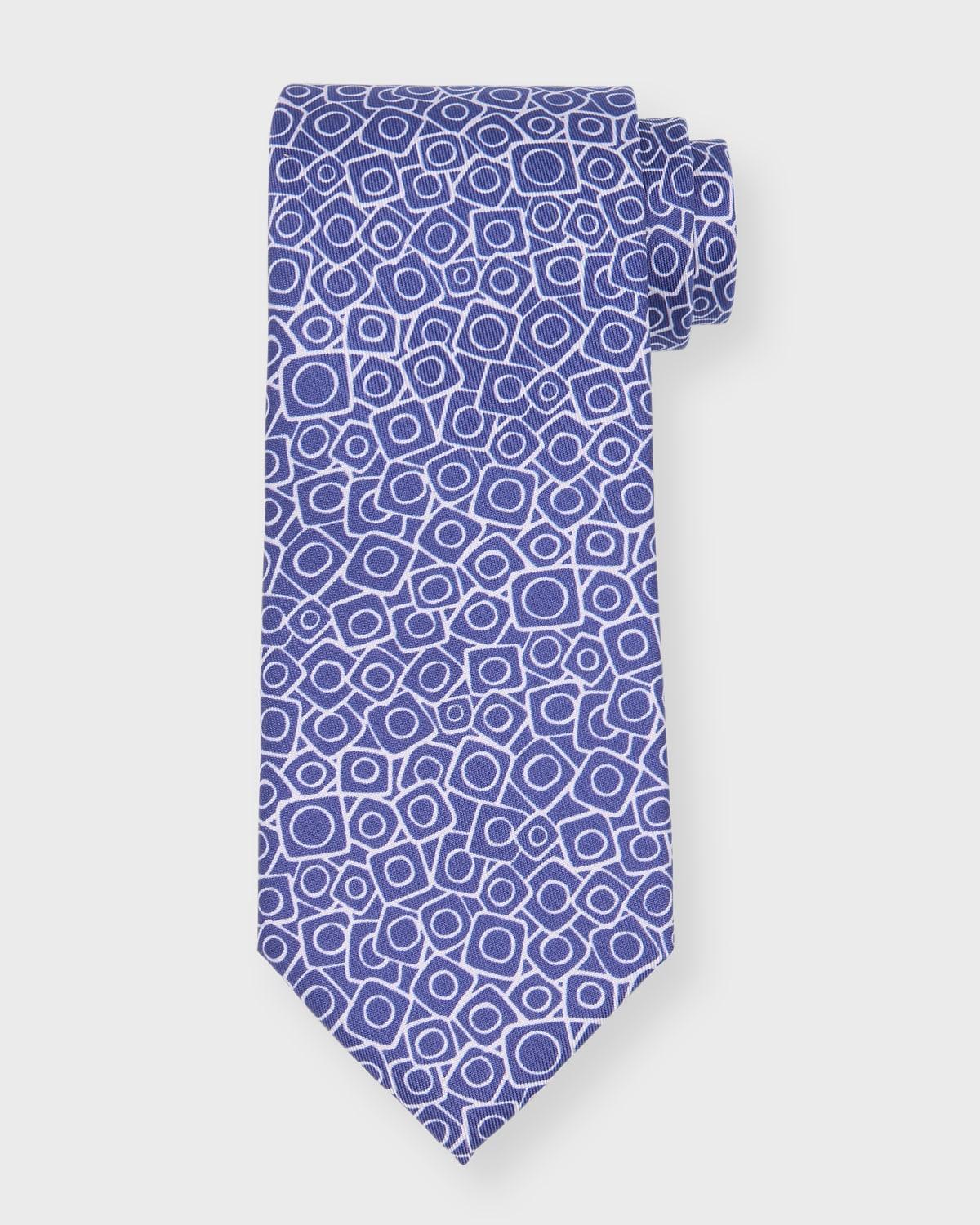 Mens Geometric-Print Silk Tie Product Image