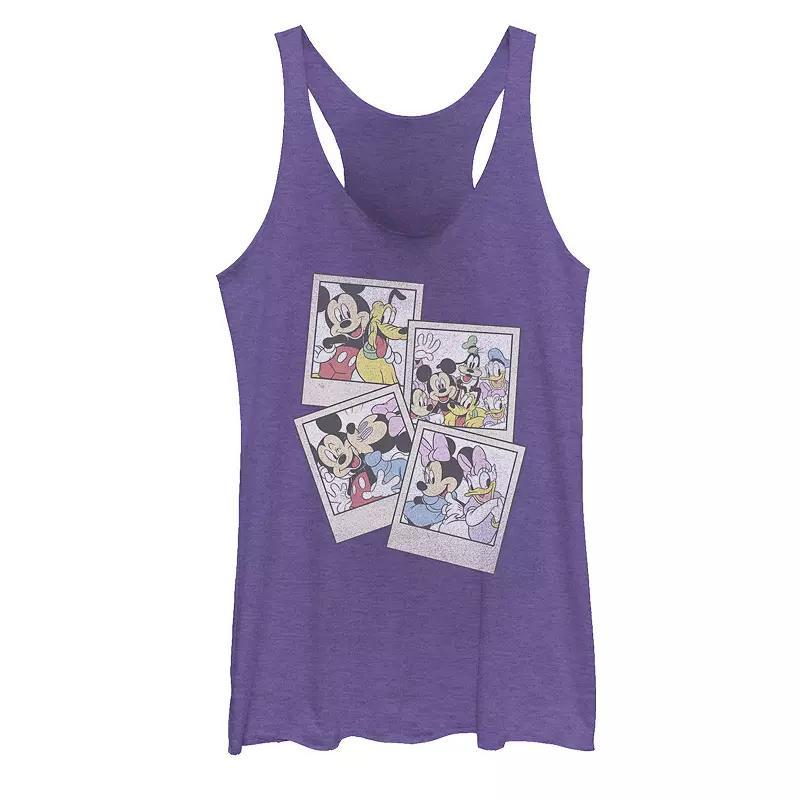 Disneys Mickey And Friends Group Shot Polaroids Racerback Tank Top, Girls Purple Grey Product Image