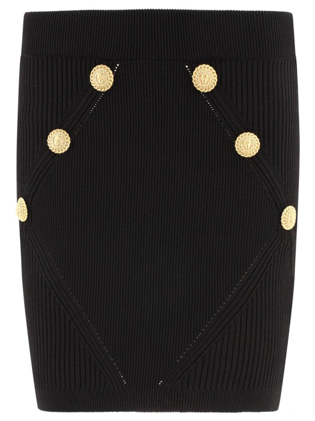 BALMAIN Knitted Skirt With Buttons In Black Product Image