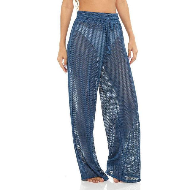 Womens Jordan Taylor Tassel-Trim Swim Cover-Up Pants Blue Product Image