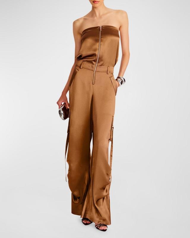 Estrella Strapless Wide-Leg Cargo Jumpsuit Product Image