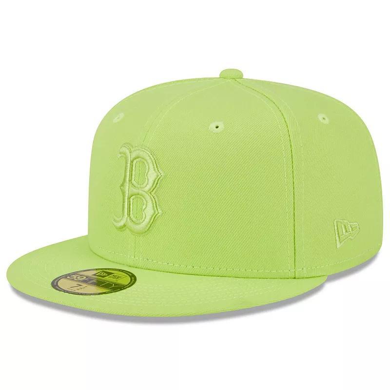 Mens New Era Neon Green Boston Red Sox 2023 Spring Color Basic 59FIFTY Fitted Hat Product Image