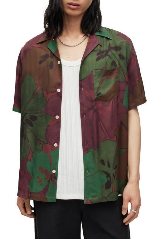 AllSaints Mallorca Floral Short Sleeve Button-Up Camp Shirt Product Image