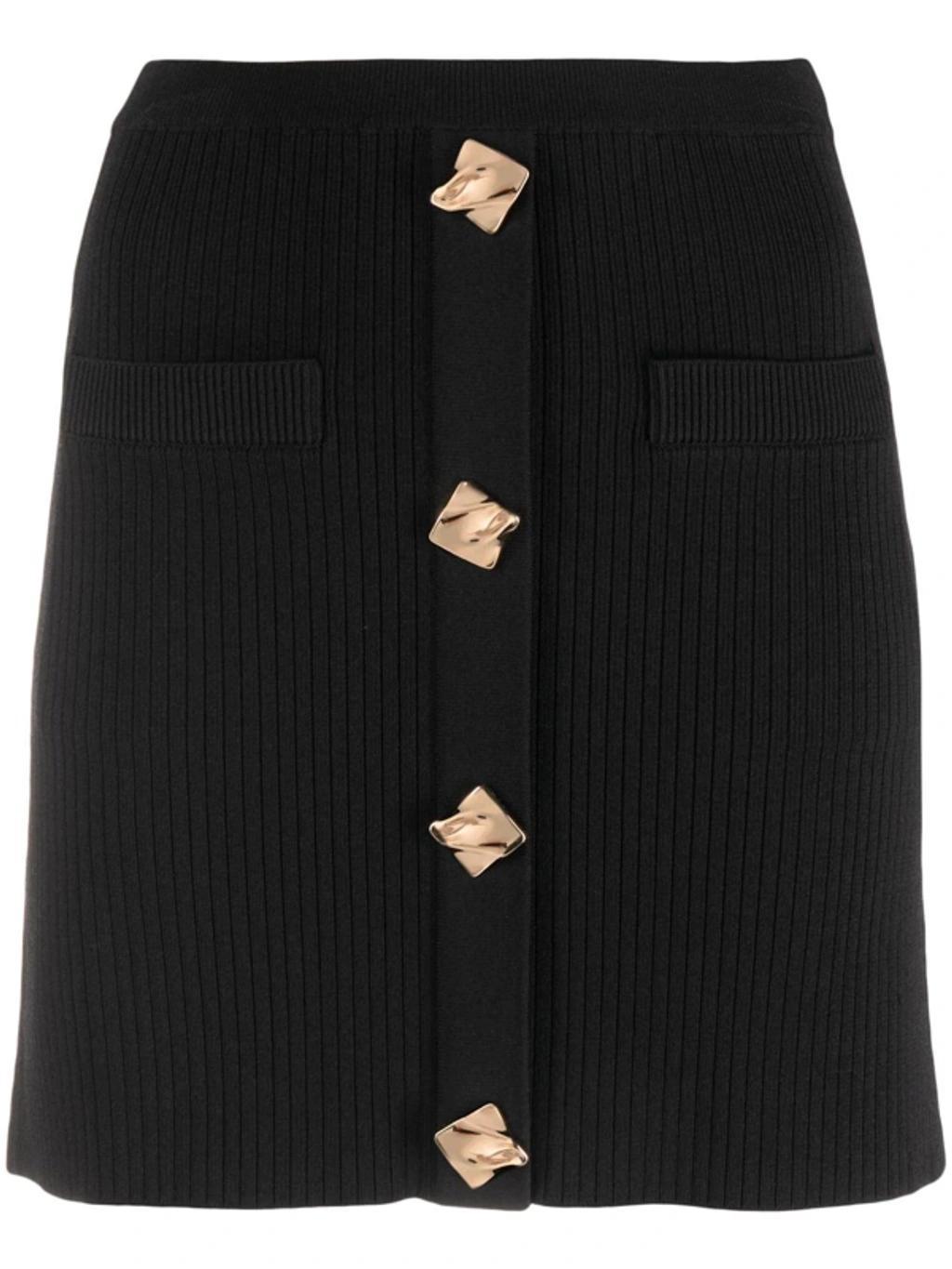 Button-front Pencil Skirt In Black product image