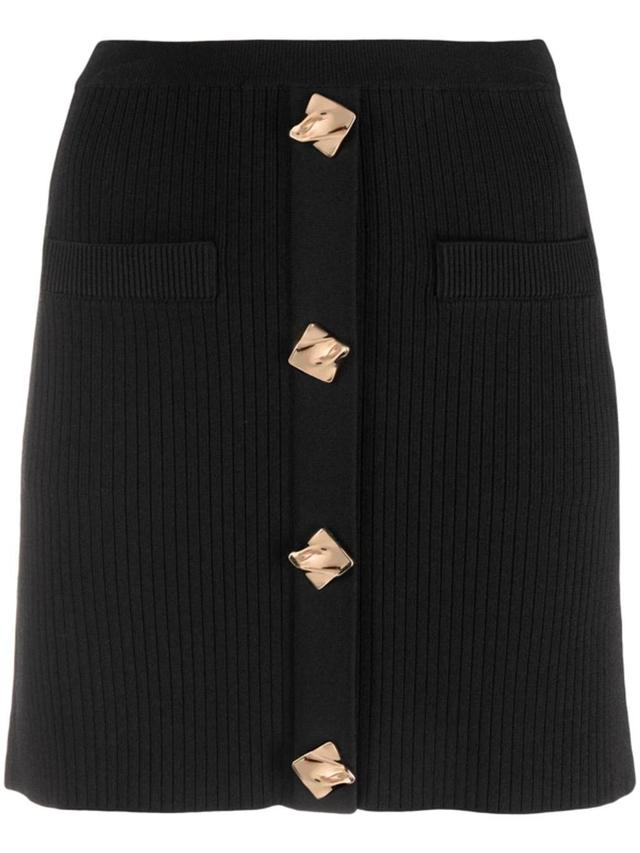 Button-front Pencil Skirt In Black Product Image